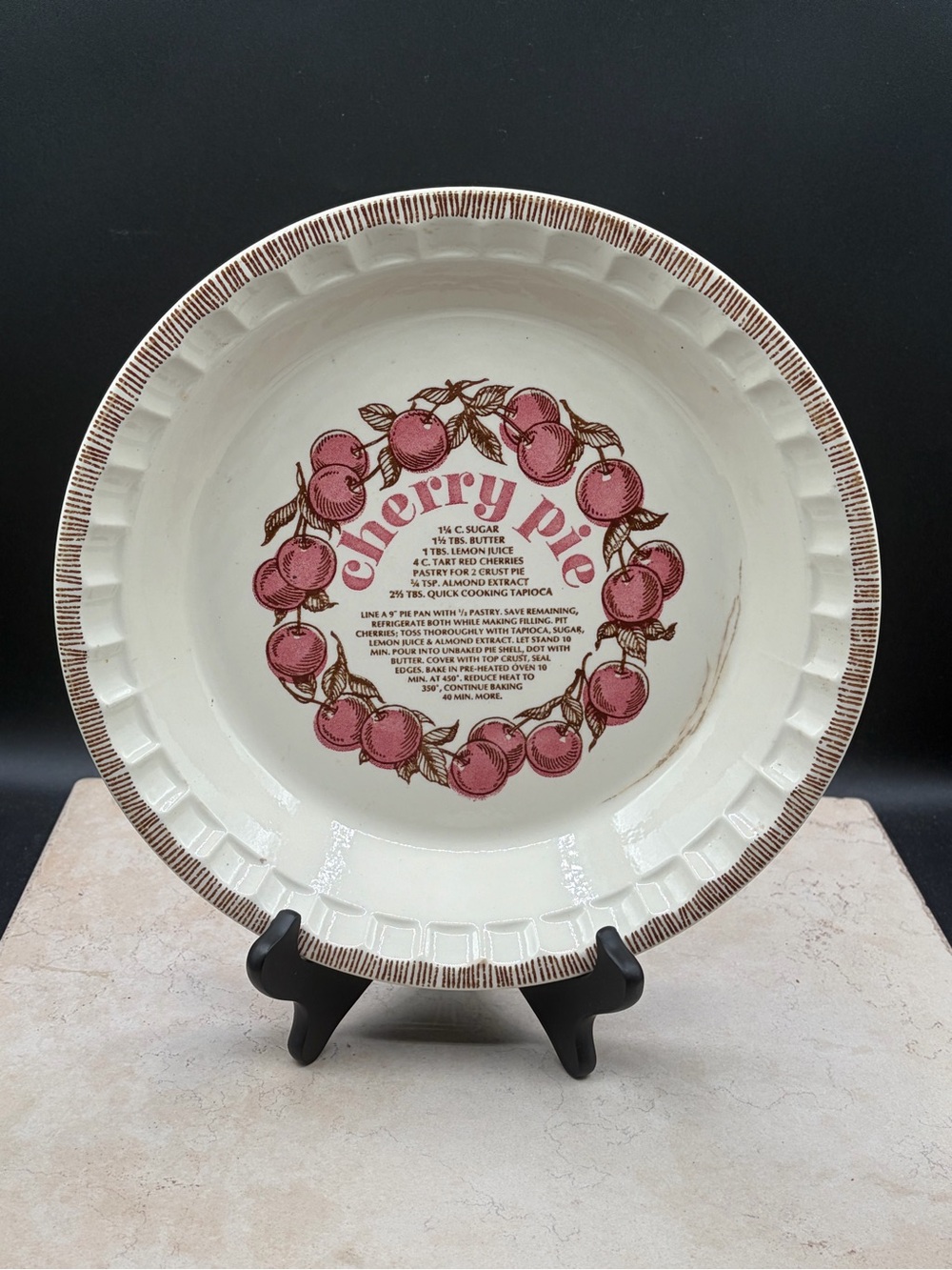 Vintage 1983 Royal China 11" Country Harvest Cherry Pie Deep Dish Recipe Plate
